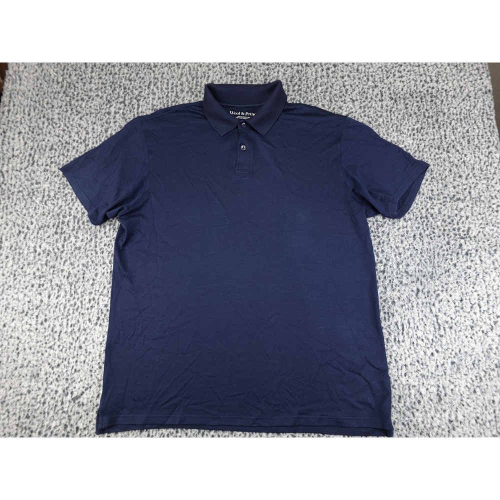 Wool & Prince Polo Shirt Mens XL Navy Blue Fair Merino Wool Short Sleeve
